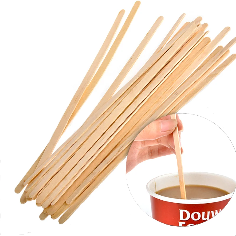 Long-Handled Wooden Stirring Rod, Disposable Hot Drink, Mixing Stick, Restaurant, Coffee Shop, 100Pcs