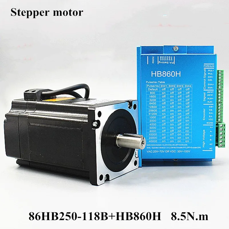 Nema 34 servo motor 86HB250-118B+HB860H Closed-loop step motor 8.5N.m Nema 34 86 Hybird closed loop 2-phase stepper motor driver