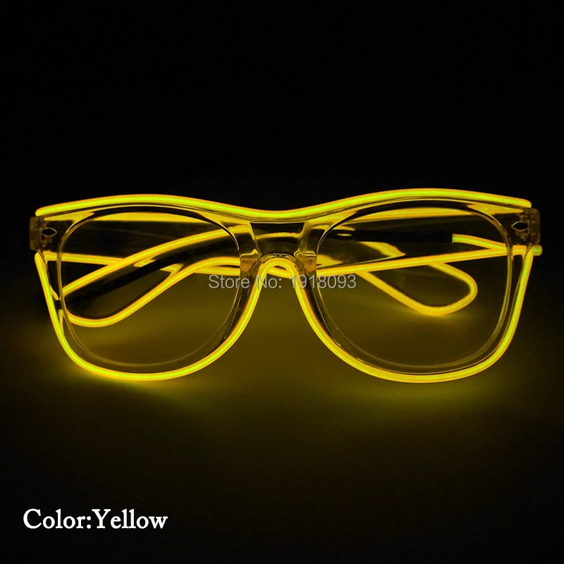 EL Wire Glasses with Transparent Frames DC-3V Sound activated Driver Novelty Lighting Colorful Glasses 5pieces