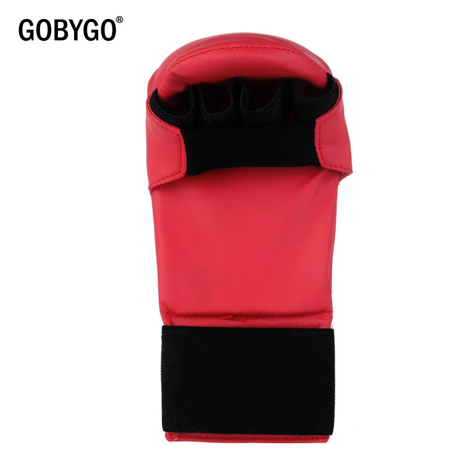 GOBYGO-Luvas de couro para homens e mulheres, meio dedo, luta, fitness, karatê, boxe MMA