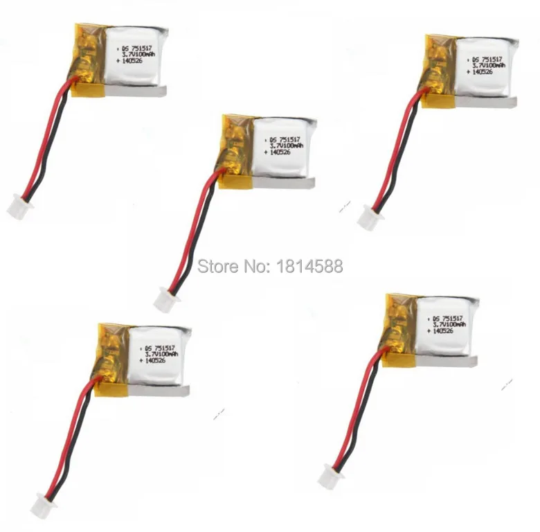 5pcs Cheerson CX10 CX-10 CX-10A RC Quadcopter Spare Part 3.7V 100mAh Li-Po Battery