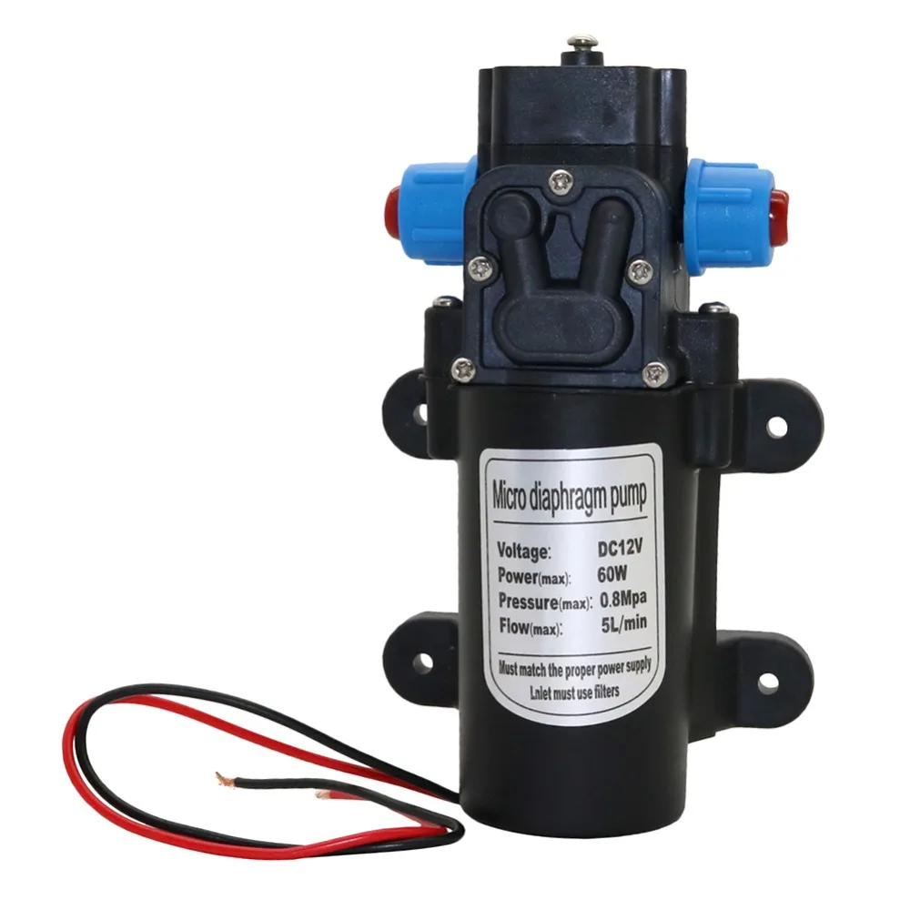 12V  5L  Electric Automatic Switch Water Pump  Black Miniature High-Pressure Diaphragm Cooling Pump Double Thread Spray Washer