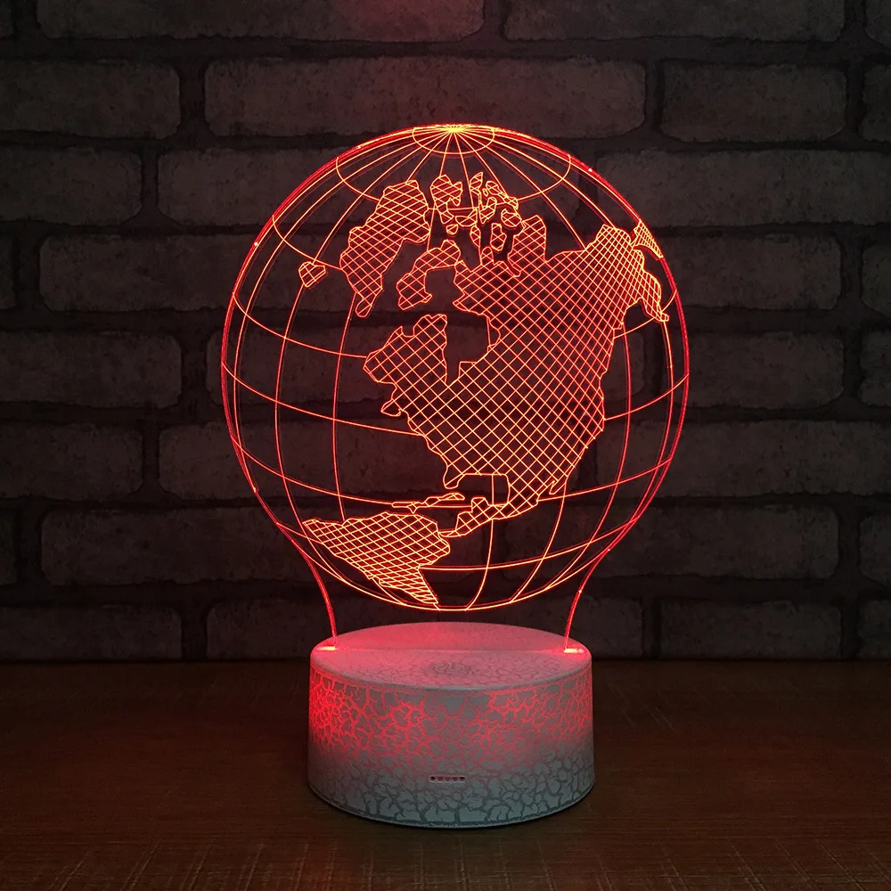 New Personalized Globe Home Office Desk Lamp Usb Power Supply Colorful 3d Lamp  Luminaria De Mesa Para Estudo Table Lamps