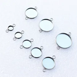 Fit 6mm 8mm 10mm 12mm 14mm 16mm 18mm 20mm Round Cabochons Stainless Steel Double Rings Blank Setting Bezel Base Tray 20pcs