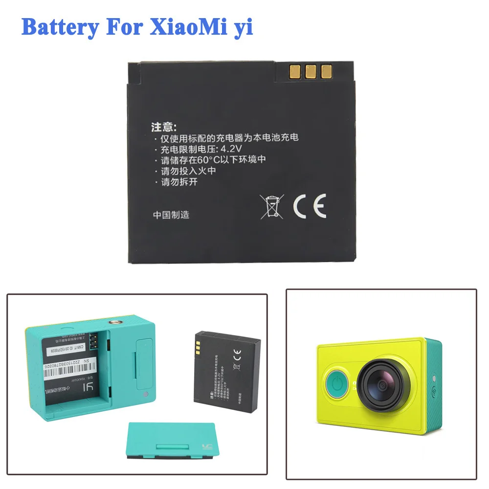 High Quality 1010mAH Xiaomi yi Battery Accessories Li-ion Spare Battery For Xiaomi Yi Action Soprt Camera battery Accessories