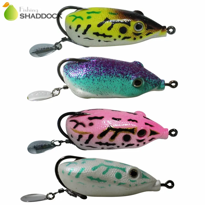 4pcs Rubber Soft Frog Fishing Lures Mixed Color Groove Hooks Blade Topwater Floating Snakehead Bass Fishing Artificial Bait