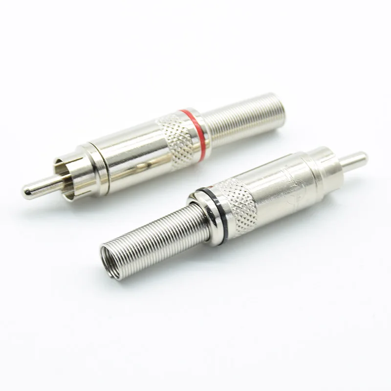 2 sztuk/partia pozłacane okablowanie męski wtyk RCA spawane złącze RCA do AV audio wideo wtyczka czerwona czarna