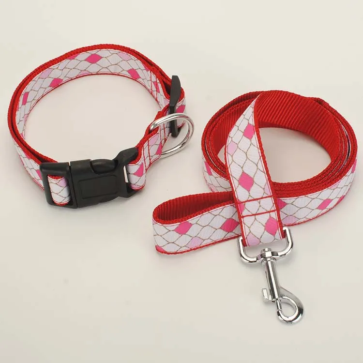 New 2 set for Dog Leash & Dog Collar,1 inch piano keys/bows/diamond pattern printed ribbon