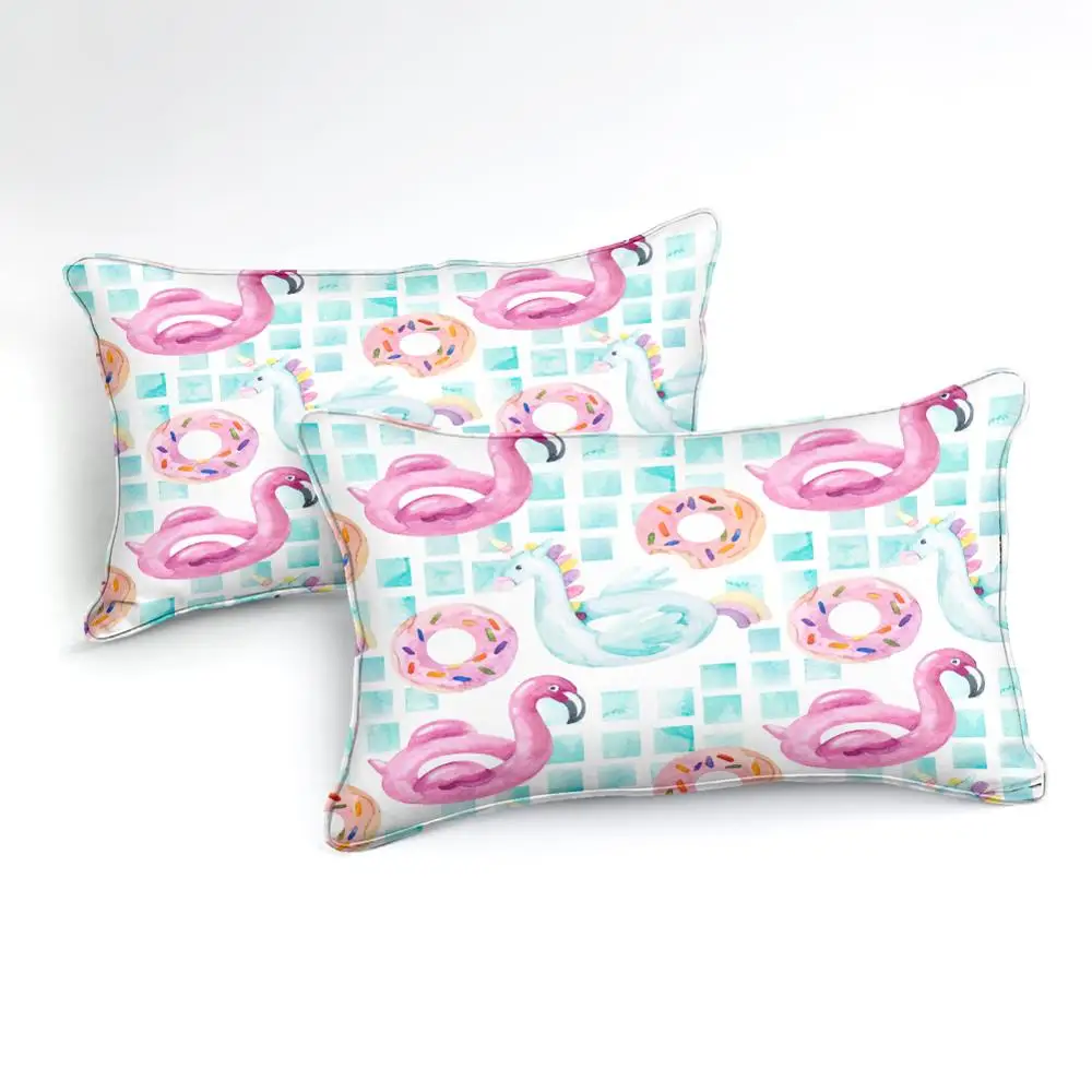 Unicorn Bedding Set Pink Flamingo Duvet Cover Set Donut Bed Cover for kids Cartoon Animal Bed Set Swim Queen Duvet Cover Grils