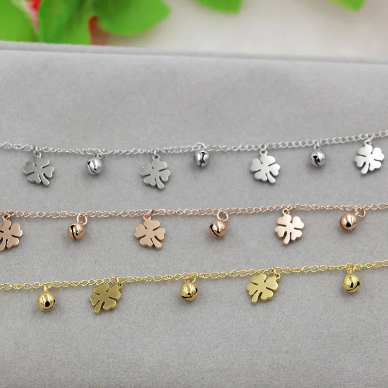 New Arrival Flowers And Bell Anklet For Women Titanium Steel Gold Color Women Jewelry Anklets Wholesale