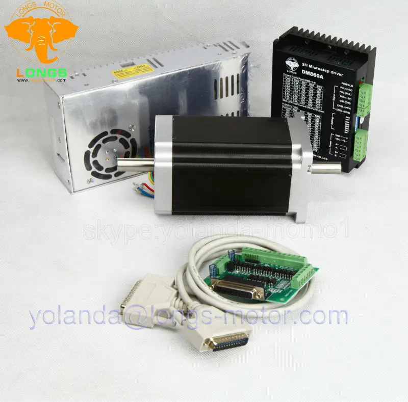 Stepper Motor  1Axis Nema 34 1600oz.in 151mm Dual shaft 34HS5435C-02B2 3.5A 2PHASE DM860A Driver CNC Router Mill LONGS MOTOR