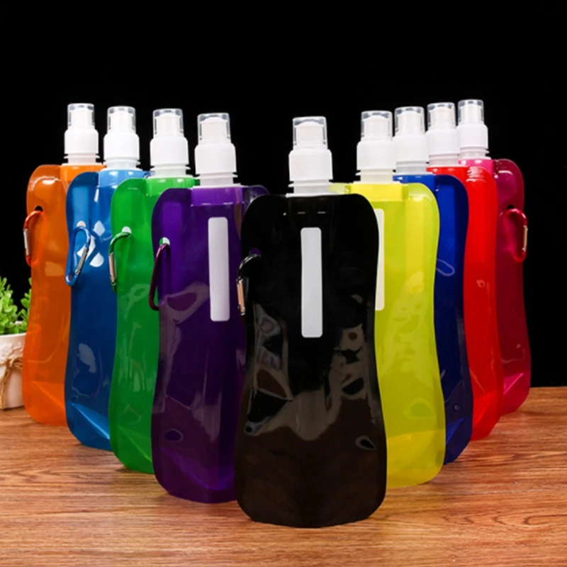 100piece/lot New multicolor Environmental protection plastic mountaineering convenient water bottle creative folding water bag