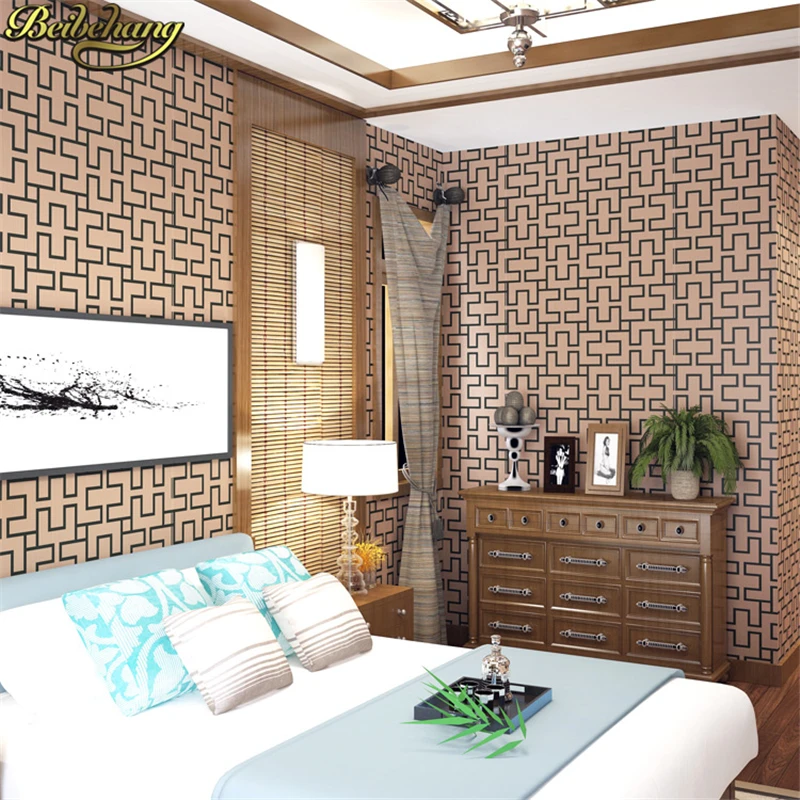 

beibehang papel de parede. Designer Asian style Engineering Lattice textured vinyl wallpaper Hotel corridor background decor