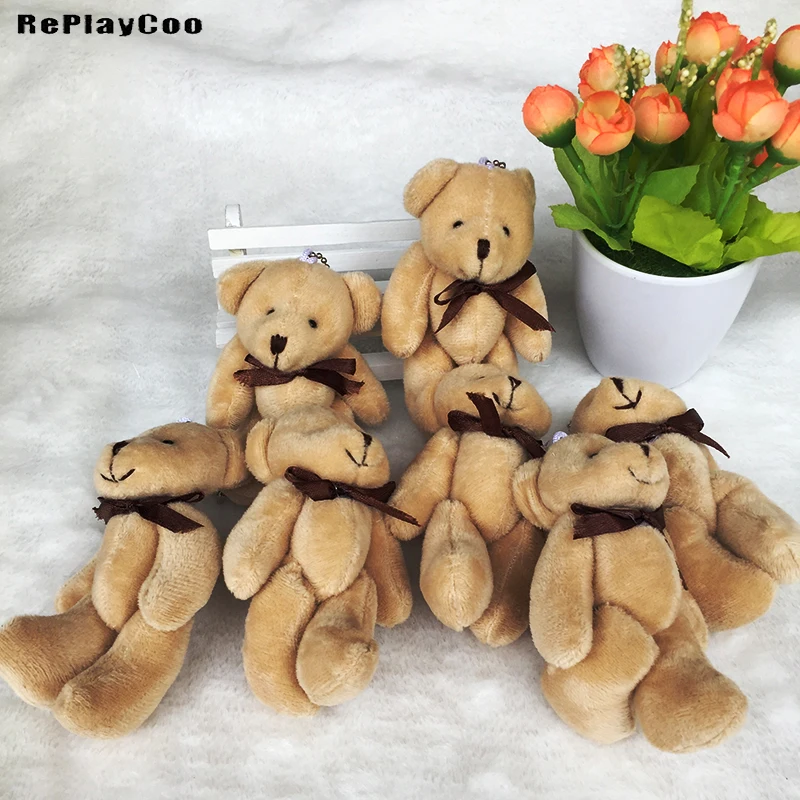 

50PCS/LOTMini Teddy Bear Stuffed Plush 12cm Toys Small Bear Stuffed Toys Khaki pelucia Pendant Kids Birthday GiftHMR049