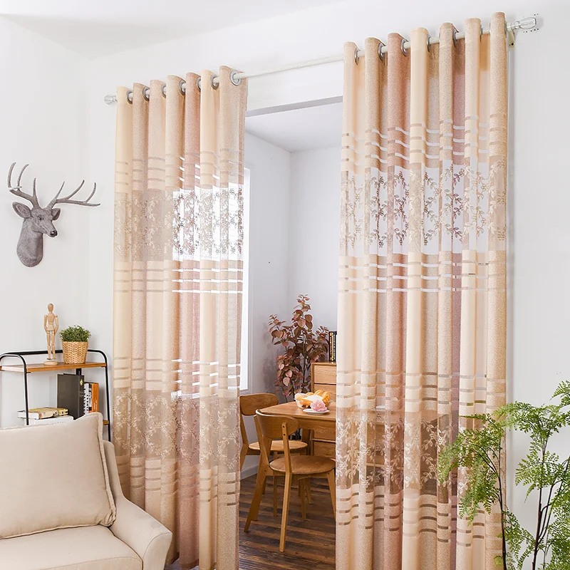 

custom curtain Europe emvroidered Flora cloth cotton hollow emboss simple livingroom bedroom window curtain tulle yarn M482