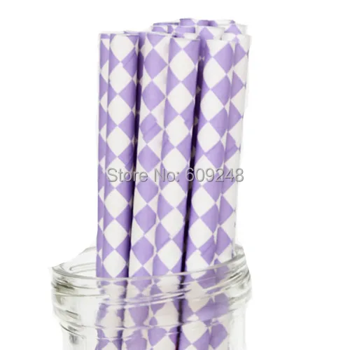 100 Pcs Mixed Colors Old Fashioned Decorative Long Party Lilac Harlequin Diamond Paper Straw,3 Days Delivery on Orders over $100