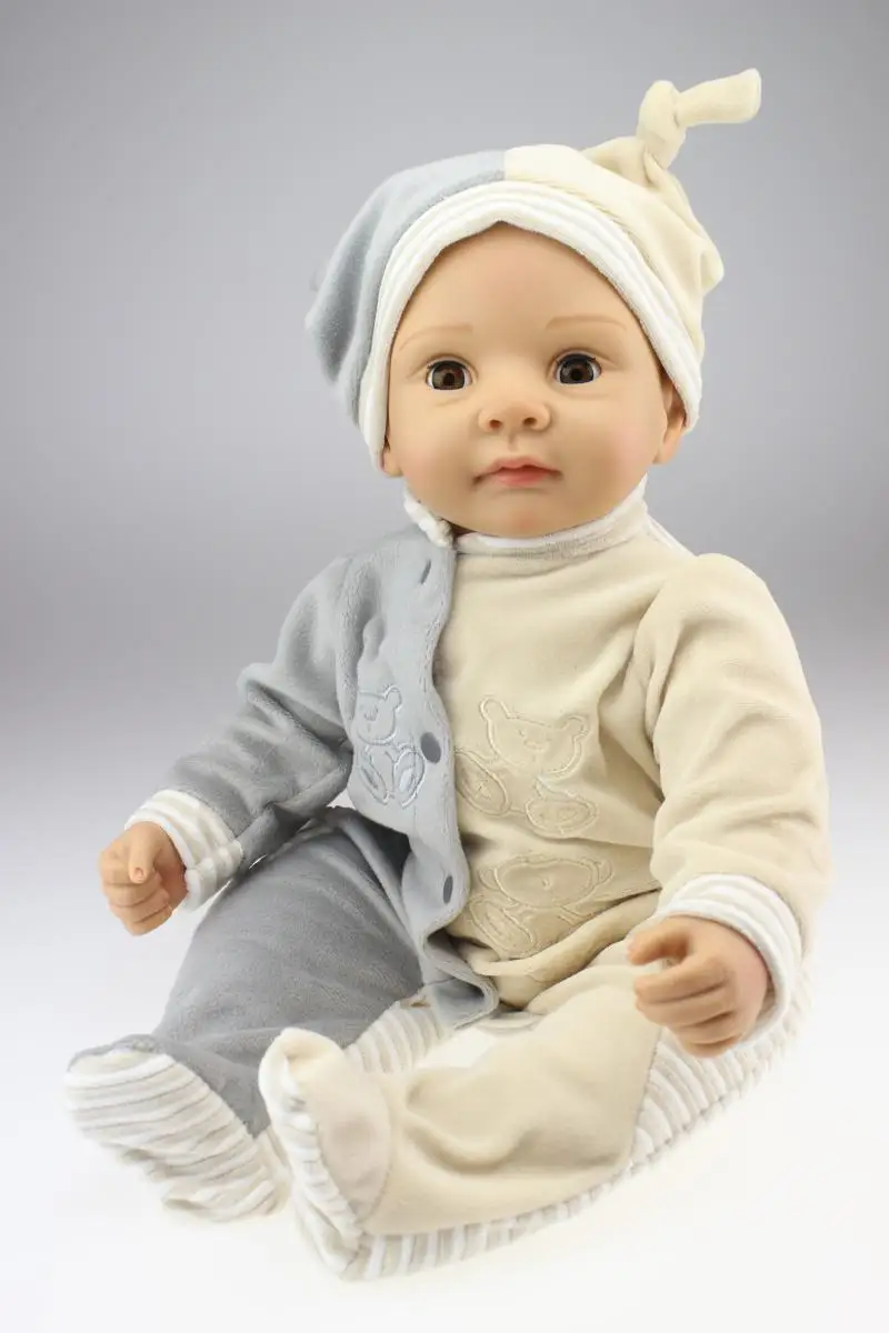 Mini Doll Eyes Blinking Toddler Dolls 22 inches Silicone Reborn Baby Fashion Boys Girls Toy For Children Birthday Christmas Gift