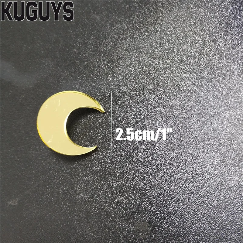 KUGUYS Classic Gold Color Small Moon Stud Earring for Women Acrylic Mirror Fashion Jewelry Accessories