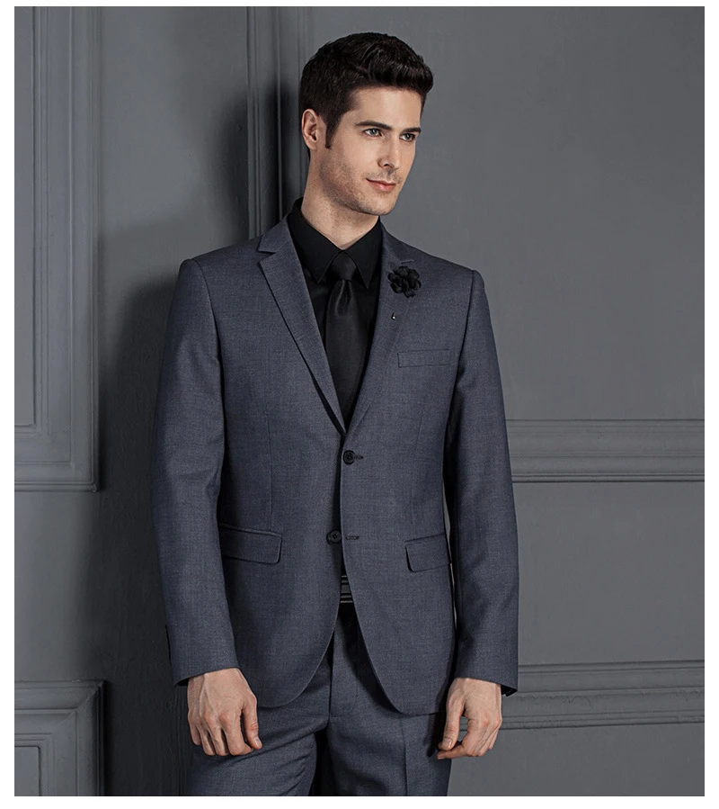 

Classic Two Buttons Black Gray Blue 2 Pieces Groom Suit Slim Fit Formal Suits Men Cutom Made Tuxedo Suits Blazers Ternos Men