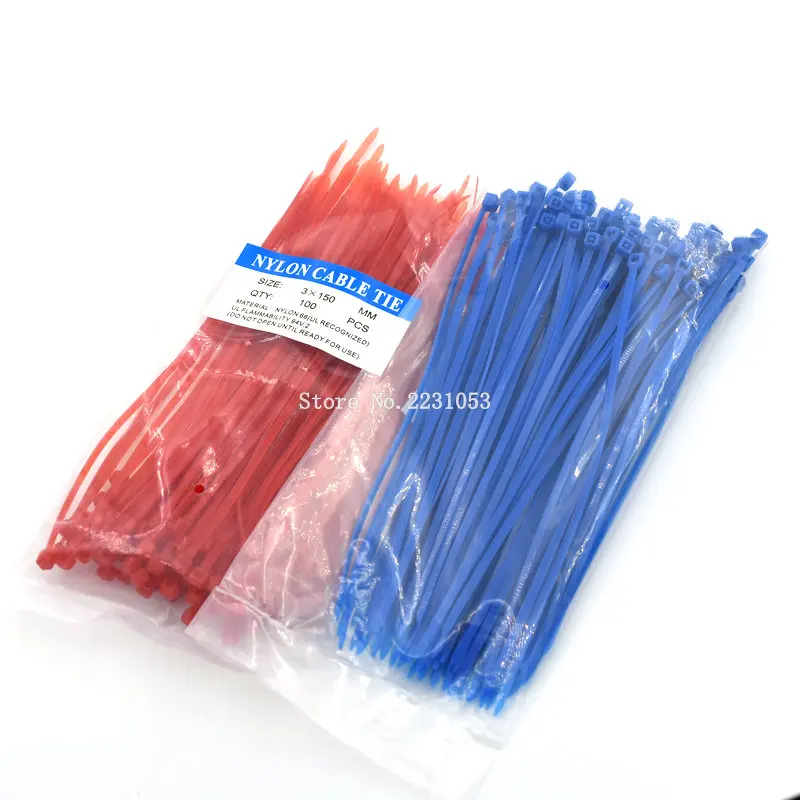 100PCS/Pack 3*150mm width 2.5mm Colorful Factory Standard Self-locking Plastic Nylon Cable Ties Wire Zip Tie