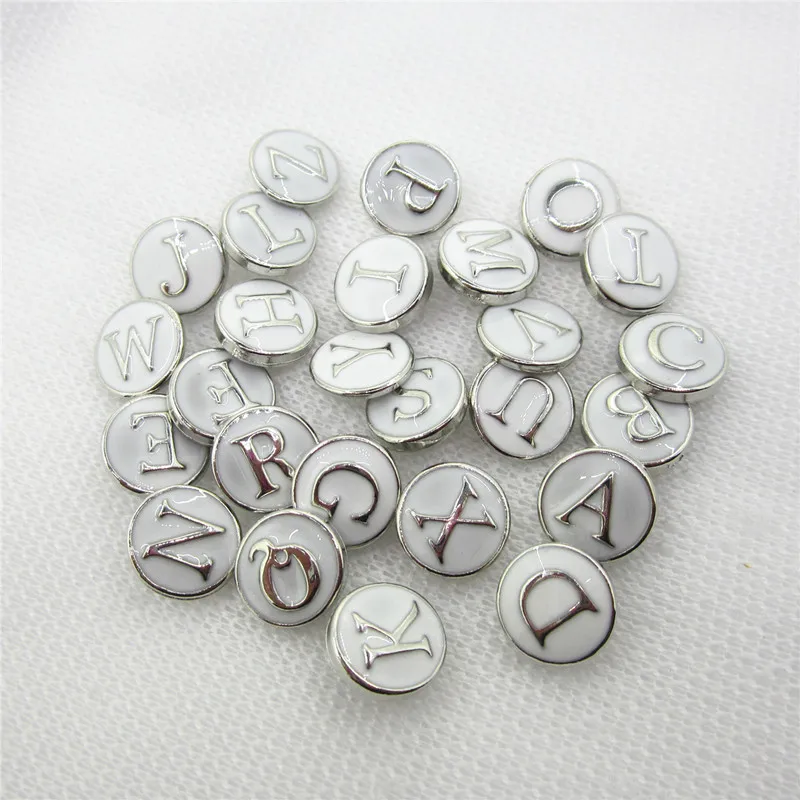 26pcs/lot White A-Z Alphabet Snaps Button 12mm Interchangeable Snap Jewelry DIY Bracelets&Bangles Ginger charms