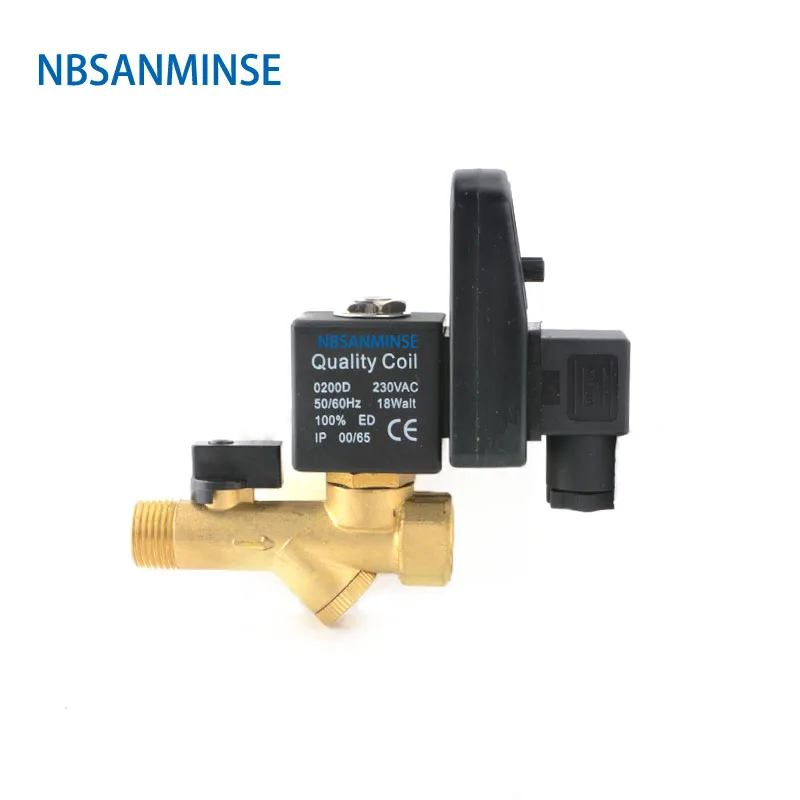 

NBSANMINSE SR-B-15 Air Compressor Valve G1/2 1.6 Mpa DC24V AC220V Brass Solenoid Automatic Facilities High Quality