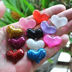 22Pcs/Lot  19*22MM Heart Charms Flatback Resin Crafts Necklace Pendant  Diy Making Accessories