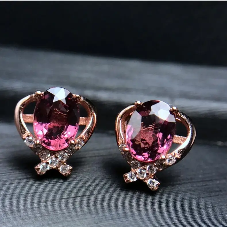 

Natural Garnet earring Free shipping Natural real garnet 925 sterling silver earrings 5*7mm