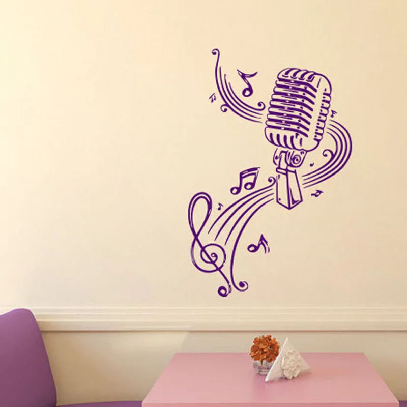 

Microphone And Music Notes Wall Sticker Home Decor Mural Design Living Room Bedroom Decoration Wall Decals For Kids Nursery Room