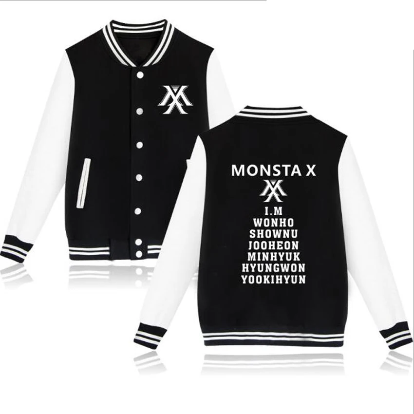 

K POP KPOP MONSTA X Baseball Uniform female College Jacket Korean Fashion Harajuku Style Women Hoodies Sweatshirts K-POP Clothes