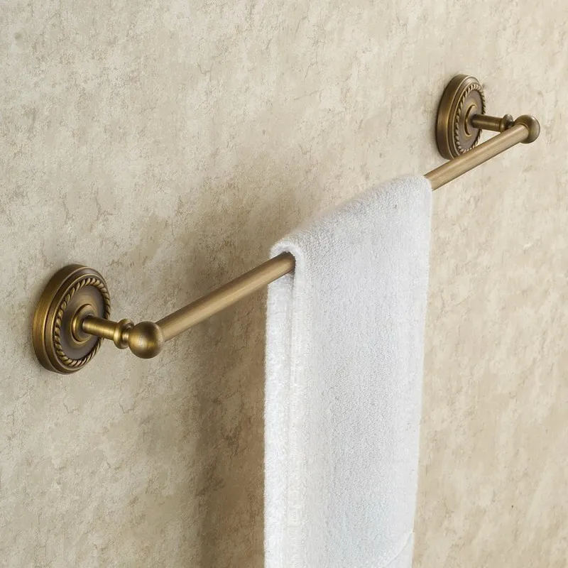 Bathroom Single Towel Rail Rack Antique Brass Wall Mounted Towel Shelf Bath Rails Bars Holder KD635