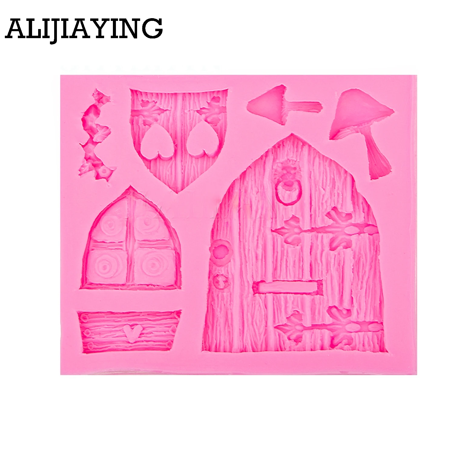 M0513 Sugarcraft Fairy Tale Cottage Silicone Mold Mushroom Window Door Fondant cake decorations Chocolate baking tools