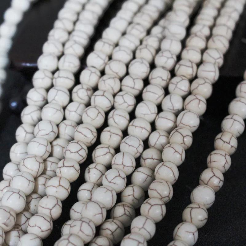 Wholesale High-Quality 4MM 6MM 8MM 10MM 12MM Natural White Howlite Stone Beads For Bracelet Necklace DIY Jewelry