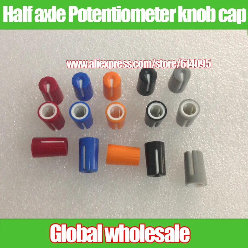 45pcs mixer half axle knob cap / hole 6mm / half axle potentiometer knob cap / red blue gray orange black 270 degrees