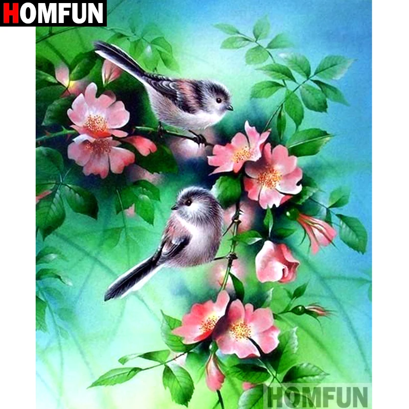 

HOMFUN Full Square/Round Drill 5D DIY Diamond Painting "Birds and flowers" Embroidery Cross Stitch 3D Home Decor A13079