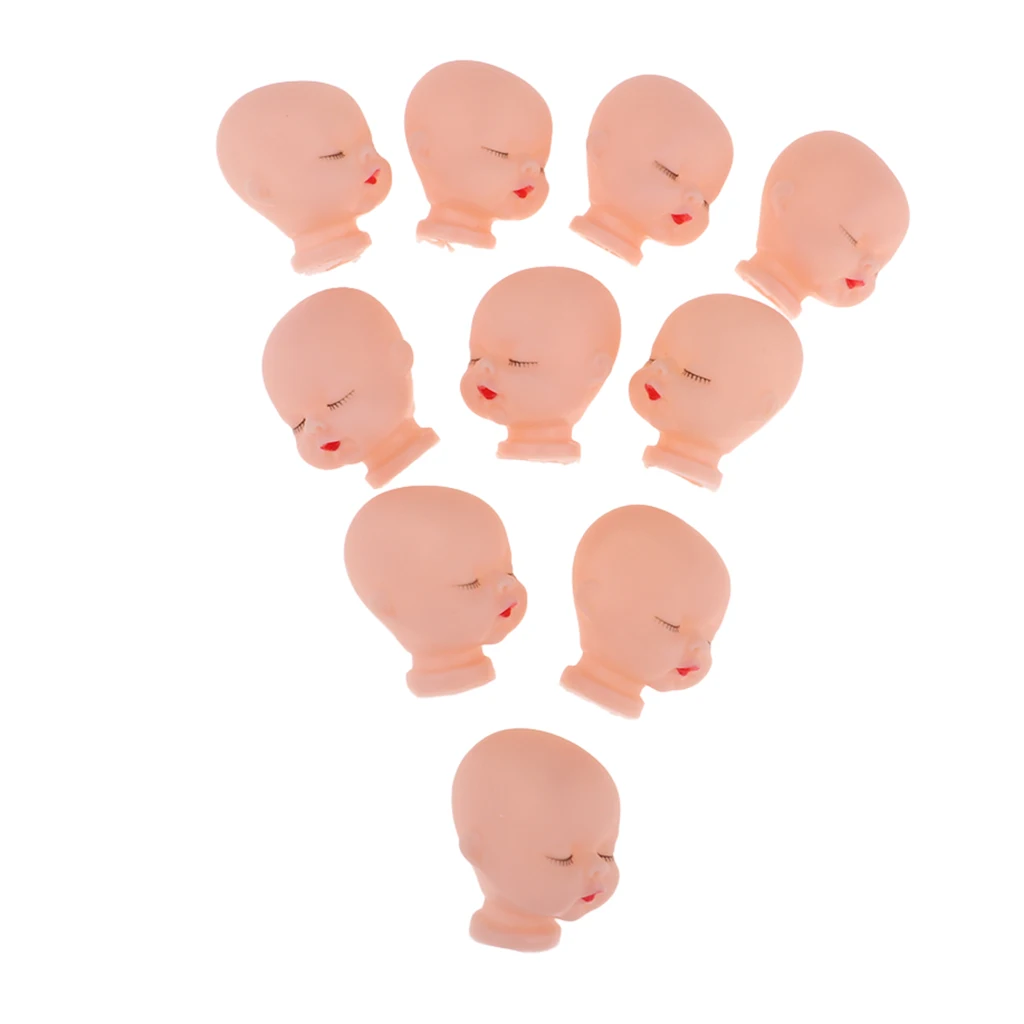 10pcs Lovely Sleeping Baby Head Mold For Mini Keychain Doll Making Accessory Applicable for  5inch mini baby doll custom use