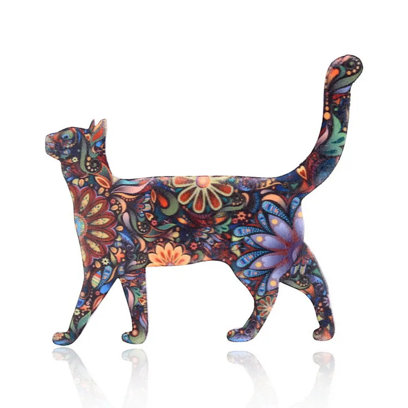 

Acrylic cat brooch for women brooch collar pins corsage printing bohemia pet animal brooch badges ethnic jewelry accessories K40