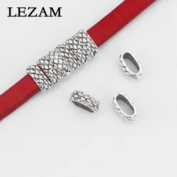 10pcs Antique The Snake Grain Beads Slider Spacers For 10mm 5mm Flat Leather Cord