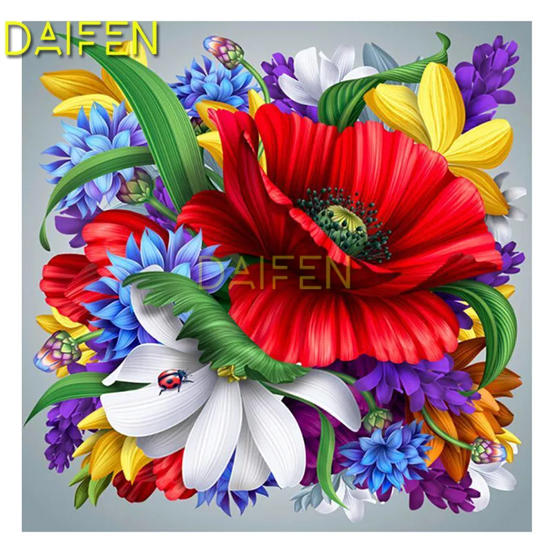 5D DIY Diamond embroidery Full Round Diamond mosaic Full Square Diamond painting Cross stitch Gerbera flower Ladybug