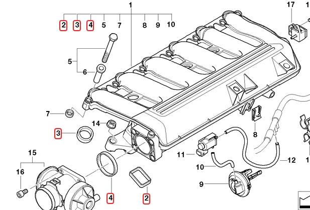 1 set Intake Manifold Rubber Seal Gasket for BMW E46 E60 E61 E90 E91 X3 X5 E70 11612245439