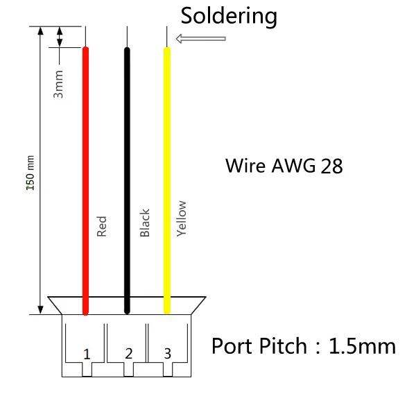 Mini. Micro JST 1.5mm T-1 3-Pin Connector w/.Wire x 10 sets.3pin 1.5mm B