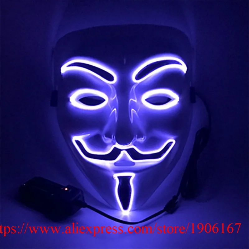 5 Pcs EL Wire Luminous Party Mask Night Club Show Illuminate Flashing Halloween Masquerade Masks Performance Dance wear