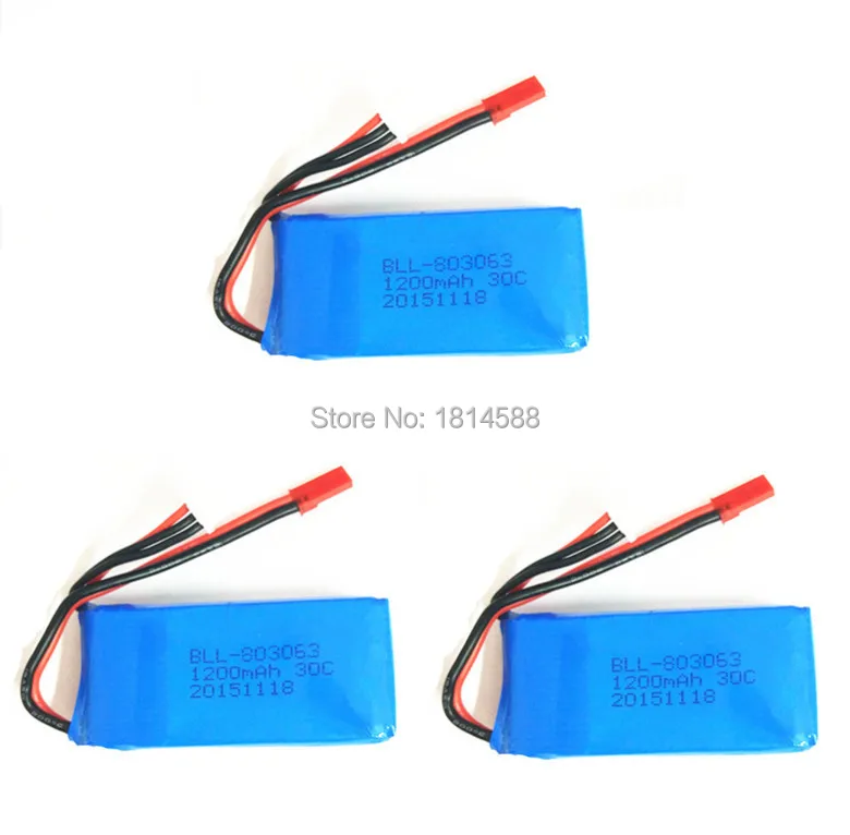 

3PCS Lipo Battery 7.4v 1200mAh 2S 30C JST For RC MJX X101 H16 V666 V353B Tarantula X6 YiZhan Helicopter Qudcopter Truck Drone