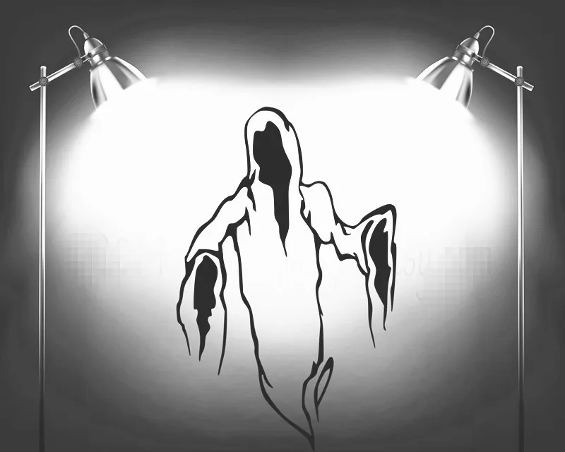 Happy Halloween Ghost Reaper Silhouette Living Room Vinyl Carving Wall Decal Sticker for Holiday party Home Window Decoration