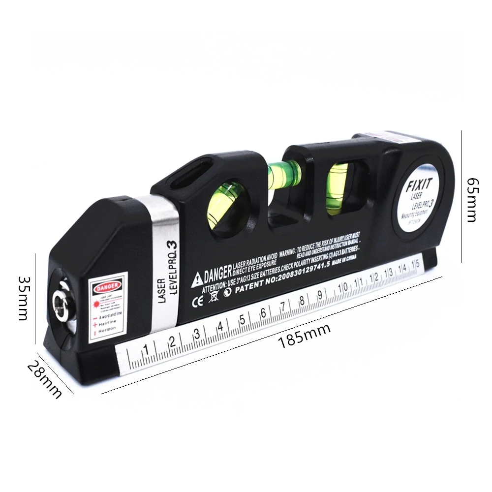 Vertical Horizontal Laser Level Tape Adjustable Multi-function Standard Steel Ruler Cross Lines Measuring Instrument