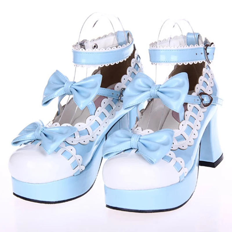Sandales Lolita en cuir à talons hauts pour femmes, chaussures à plateforme princesse, nœud vintage, cosplay de femme de chambre, anime féminin, printemps