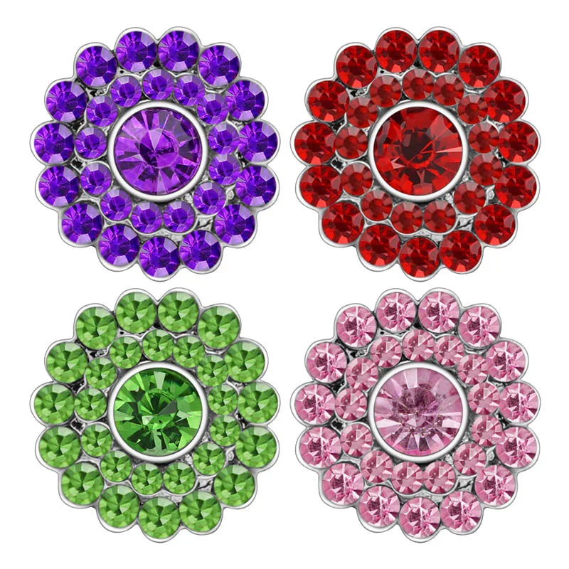 New Beauty All Rhinestone Round Crystal 18mm snap buttons fit 18mm snap necklace bracelet jewelry wholesale KZ3417 Women Gift