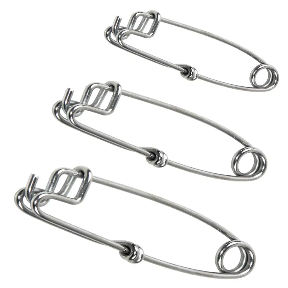 10Pcs Stainless Steel Longline Snap Clips Fishing Swivel High Strength Branch Hanger Snap Float Line Strong Fishing Connector