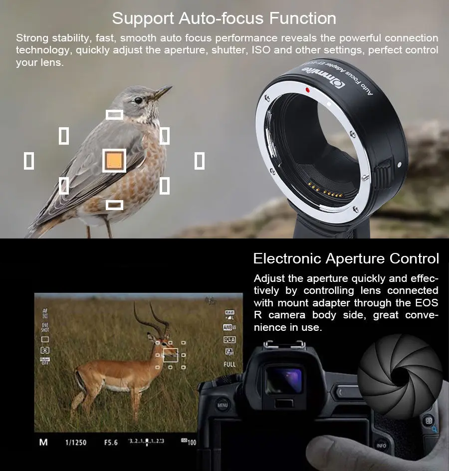 

Commlite CM-EF-EOSR Lens Mount Adapter from Canon EF/EF-S Lens to Canon EF R RF-Mount