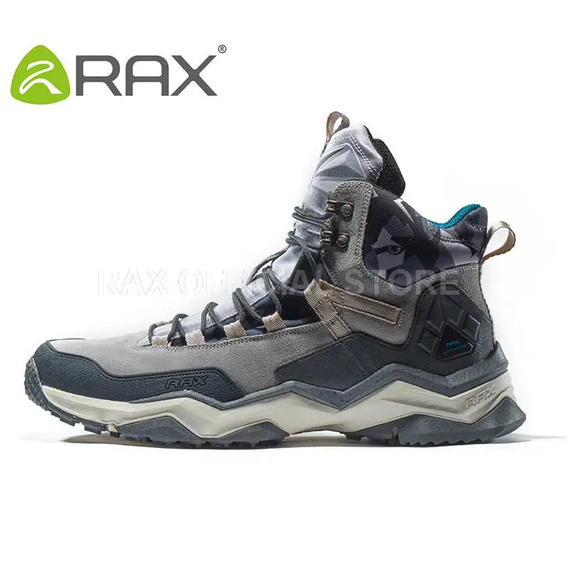 RAX Mens Waterproof Hiking Shoes Genuine Leather Mountain Hiking Boots Men Breathable Trekking Shoes Outdoor Man Climbing Shoes